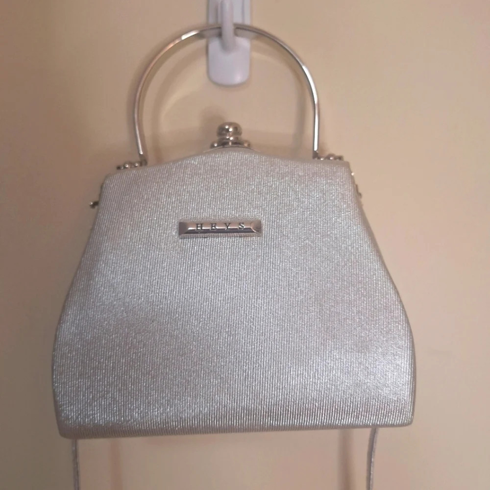 Heyes Y2K  hard sided silver metallic mini cross body bag